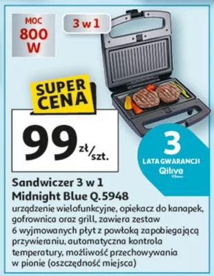 Sandwicer 3 w 1 Midnight Blue Q.5948 promocja w Auchan
