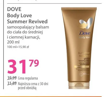 Samoopalający balsam do ciała do średniej i ciemnej karnacji DOVE Body Love Summer Revived promocja w Hebe