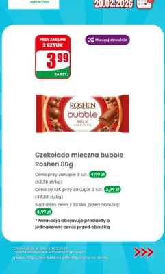 Czekolada mleczna bubble promocja w Dino