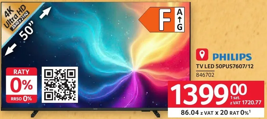 Telewizor LED PHILIPS 50PUS7607/12 846702 promocja w Selgros