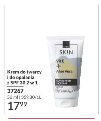 Krem do twarzy i do opalania z SPF 30 2 w 1 Avon promocja w AVON