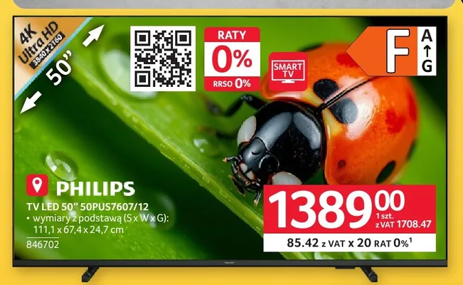 Telewizor LED 50" Philips 50PUS7607/12 promocja w Selgros