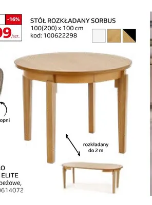 Stół rozkładany Sorbus 100(200)x100 cm promocja w Komfort