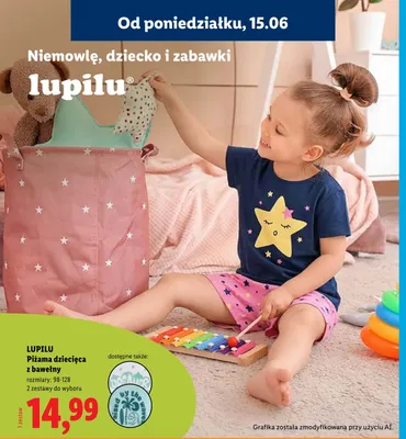Piżama dziecięca z bawełny Lupilu promocja w Lidl