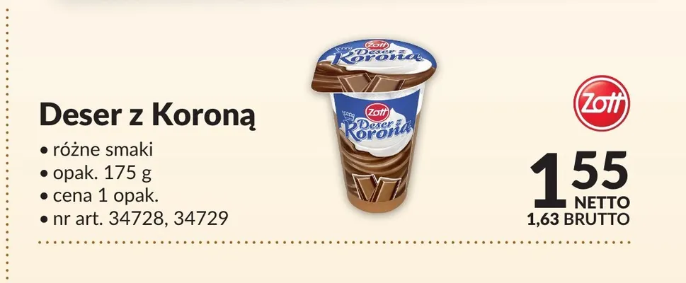 Deser z Koroną Zott promocja w Makro