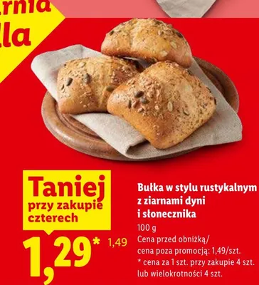 Bułka w stylu rustykalnym z ziarnami dyni i słonecznika promocja w Lidl