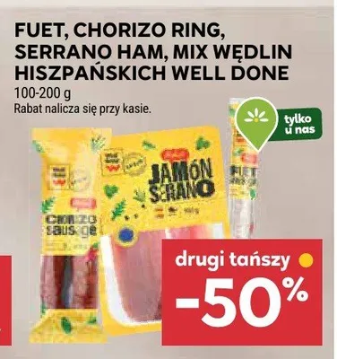 Fuet chorizo ring, serrano ham, mix wędlin hiszpańskich promocja w Stokrotka