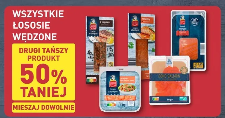 Łosoś wędzony różne rodzaje promocja w Aldi