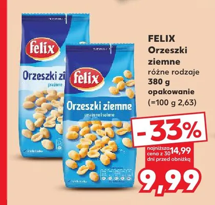Orzeszki ziemne smażone i solone Felix promocja w Kaufland
