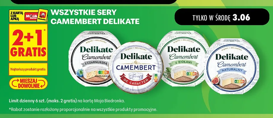 Ser Camembert Delikate z czarnuszką promocja w Biedronka