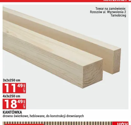 Kantówka drewno świerkowe heblowane 3x2x250 cm promocja w Merkury Market