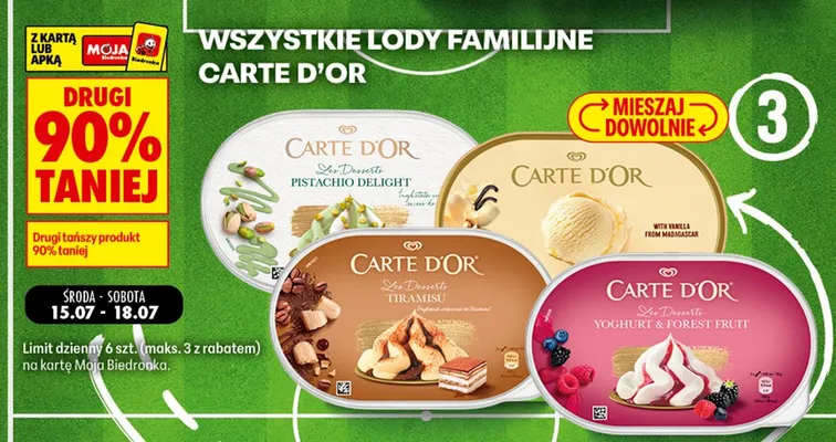 Lody familijne Carte D'Or Pistachio Delight promocja w Biedronka