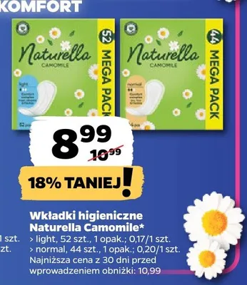Wkładki higieniczne Naturella Camomile Light promocja w Netto