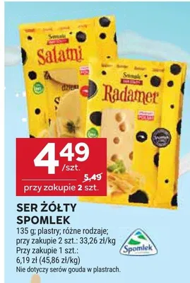 Ser żółty Spomlek różne rodzaje promocja w Stokrotka