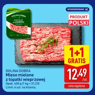 Mięso mielone z łopatki wieprzowej Dolina Dobra promocja w Aldi
