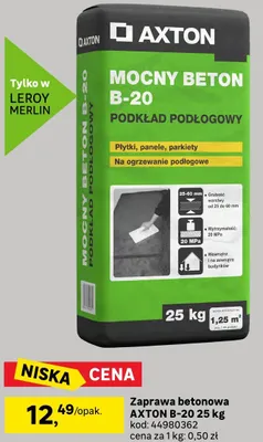 Zaprawa betonowa mocny beton B-20 podkład podłogowy promocja w Leroy Merlin