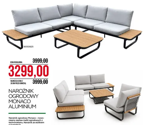 Narożnik ogrodowy Monaco Aluminium promocja w Abra Meble