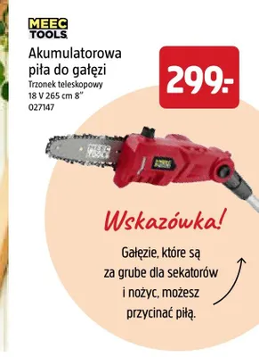 Akumulatorowa piła do gałęzi Meec Tools promocja w Jula