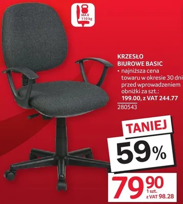 Krzesło biurowe Basic promocja w Selgros
