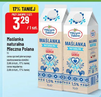 Maślanka naturalna Mleczna Polana promocja w POLOmarket