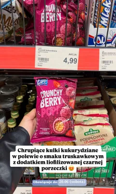 Kuleczki kukurydziane Laro Crunchy Berry Pop promocja w Aldi