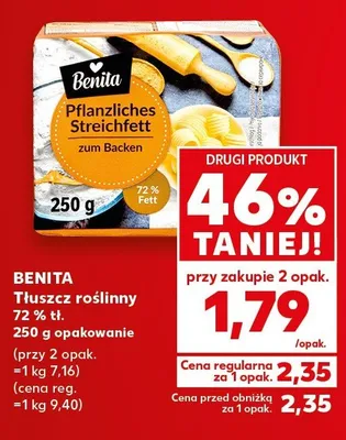 Tłuszcz roślinny 72% tł. Benita promocja w Kaufland
