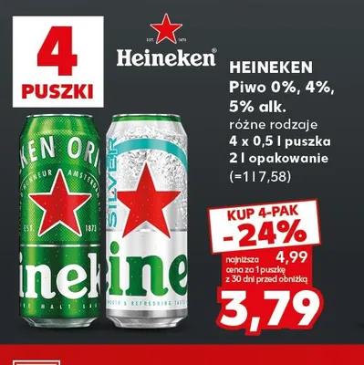 Piwo Heineken Original 4-pak promocja w Kaufland