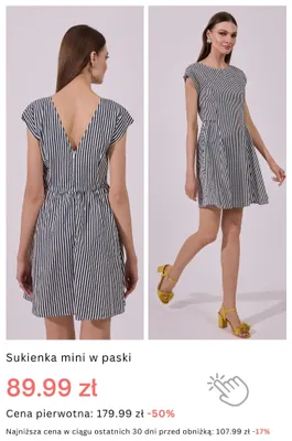 Sukienka mini w paski promocja w Monnari