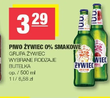 Piwo bezalkoholowe Żywiec 0% smakowe promocja w SPAR