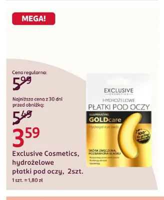 Hydrożelowe płatki pod oczy Exclusive Cosmetics promocja w Rossmann