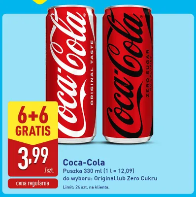 Napój gazowany Coca-Cola Zero Cukru promocja w Aldi