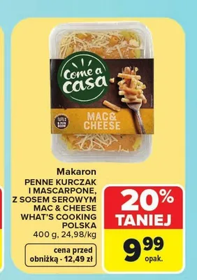Makaron z sosem serowym Mac & Cheese Come a casa promocja w Carrefour Market