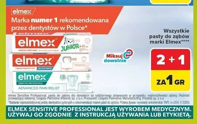 Pasta do zębów Elmex Junior promocja w Carrefour Market