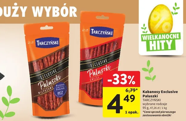 Kabanosy Exclusive Paluszki wybrane rodzaje promocja w Intermarche