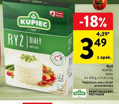Ryż biały Kupiec 4-pak promocja w Intermarche