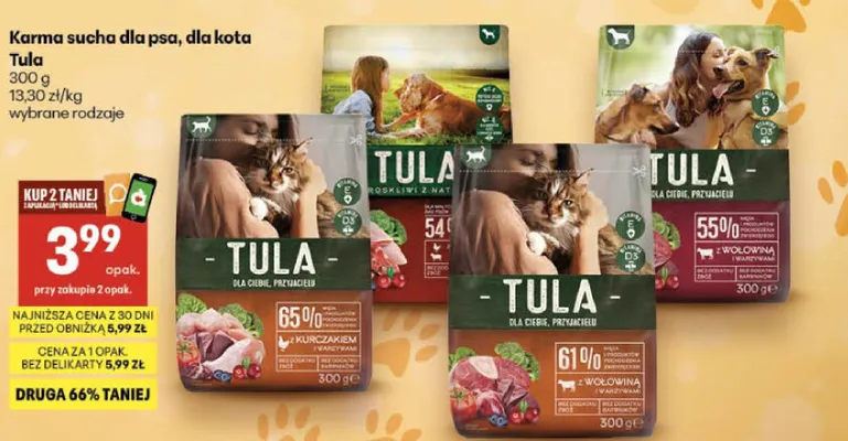Karma sucha dla kota Tula z kurczakiem i warzywami promocja w Delikatesy Centrum