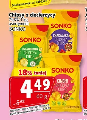 Chipsy z ciecierzycy Sonko promocja w Prim Market