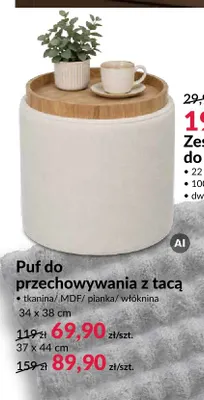 Puf do przechowywania z tacą 37x44 cm promocja w Salony Agata