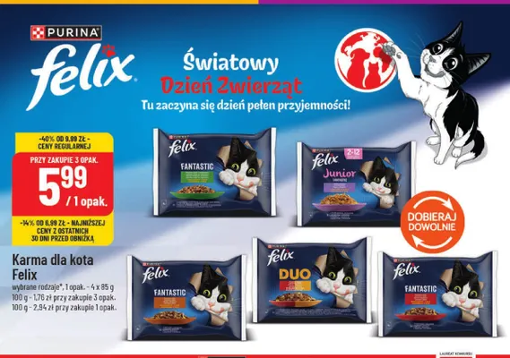 Karma dla kota Felix Fantastic 4-pak promocja w POLOmarket