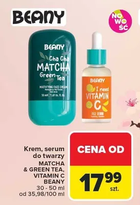 Krem, serum do twarzy MATCHA & GREEN TEA, VITAMIN C, E, B5 promocja w Carrefour