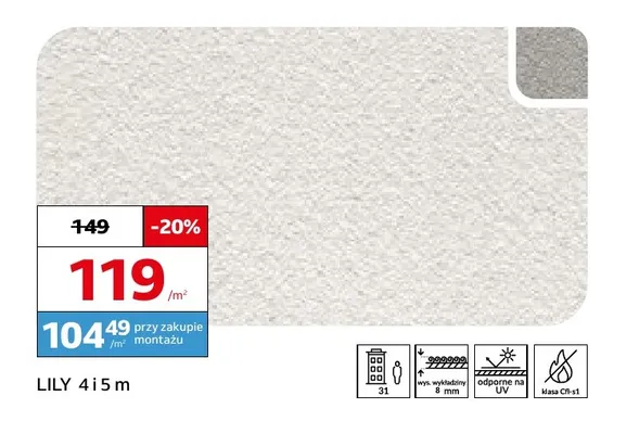 Wykładzina dywanowa Lily 4 m promocja w Komfort