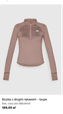 Bluzka z długim rękawem New Balance taupe promocja w Lounge by Zalando