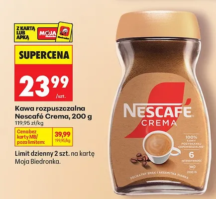 Kawa rozpuszczalna Nescafé Crema promocja w Biedronka