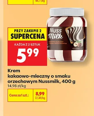 Krem kakaowo-mleczny o smaku orzechowym Nussmilk promocja w Biedronka