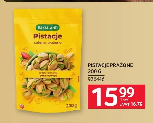 Pistacje prażone Bakalland promocja w Selgros