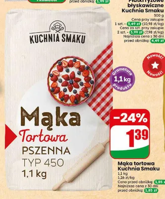 Mąka tortowa pszenna typ 450 Kuchnia Smaku promocja w Dino