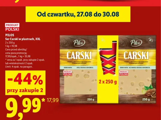 Ser carski w plastrach XXL 2-pak Pilos promocja w Lidl