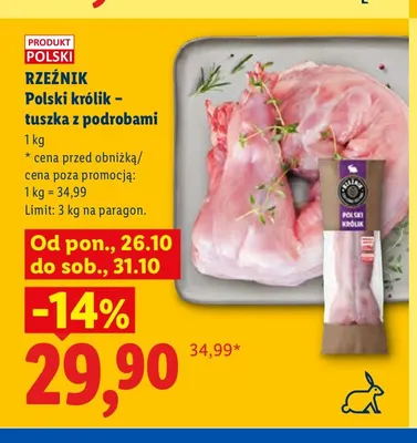 Polski królik tuszka z podrobami Rzeźnik promocja w Lidl