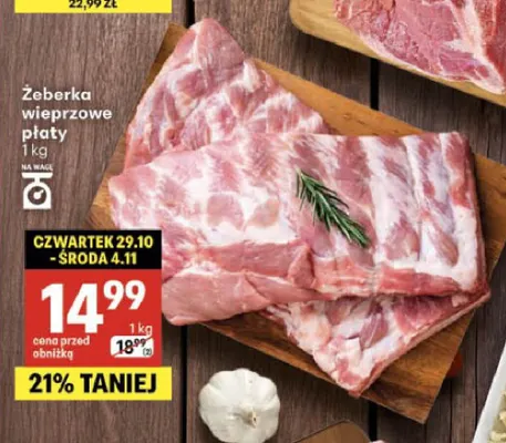 Żeberka wieprzowe płaty promocja w Delikatesy Centrum