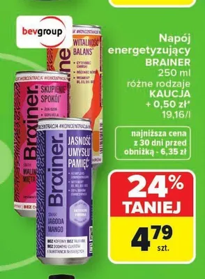 Napój energetyzujący BRAINER promocja w Carrefour